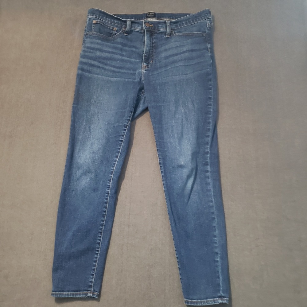 J.Crew Skinny Jeans Womens‎ 32 Blue High-Rise 9 Inch Rise Stretch AK525